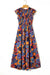 Robe longue bohème florale à col en V et volants à plusieurs niveaux bleu foncé