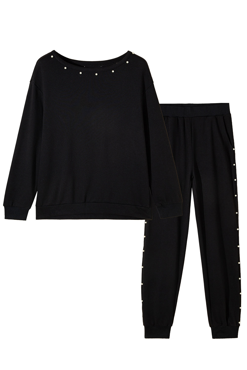 Ensemble pull et pantalon de jogging noir à décor de perles