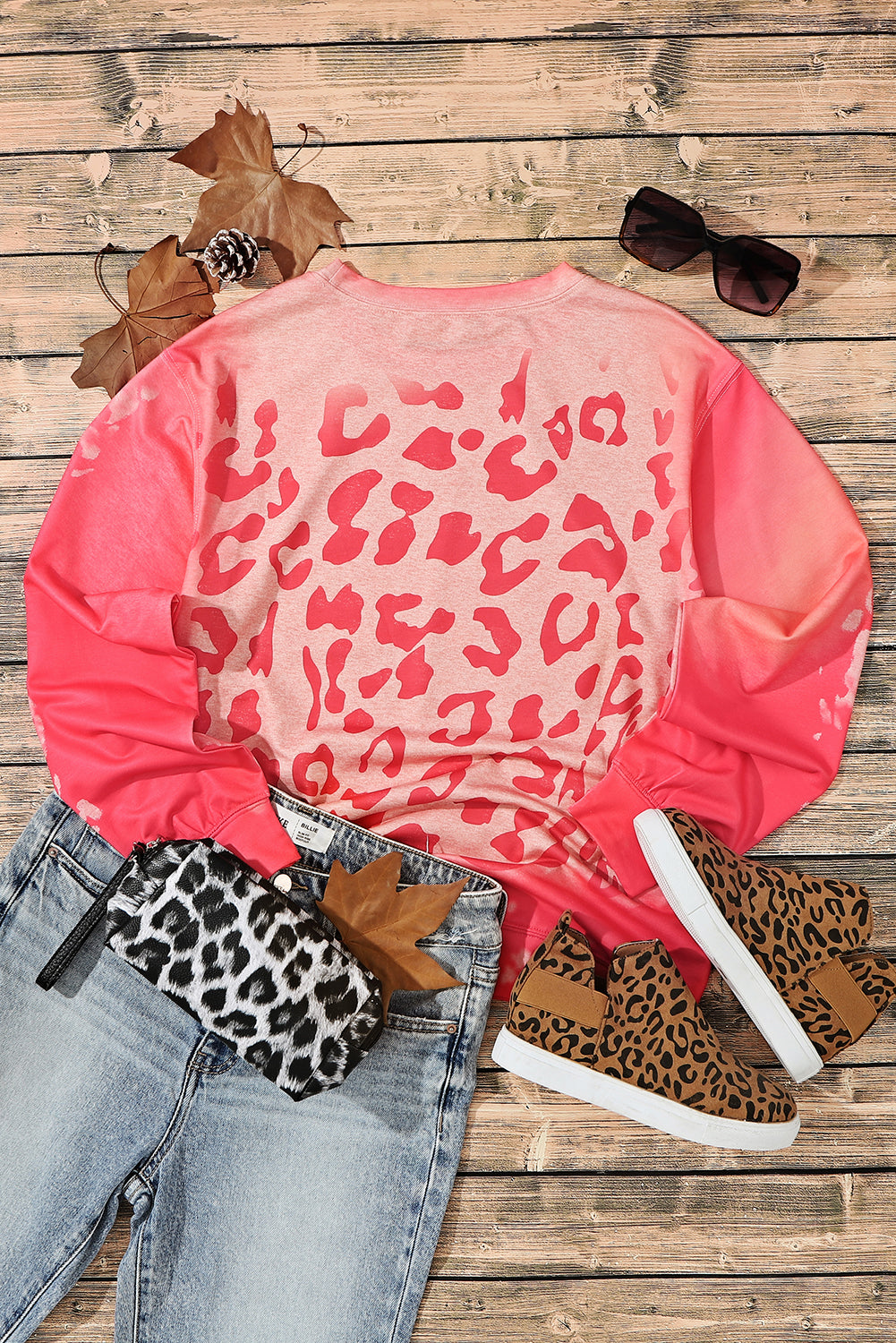 Bleached Pink Cheetah Print Sweatshirt
