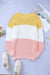 Pull Jaune Colorblock à Manches Bulles Grande Taille