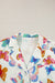 Short sleeve shirt set with multicolored butterfly pattern