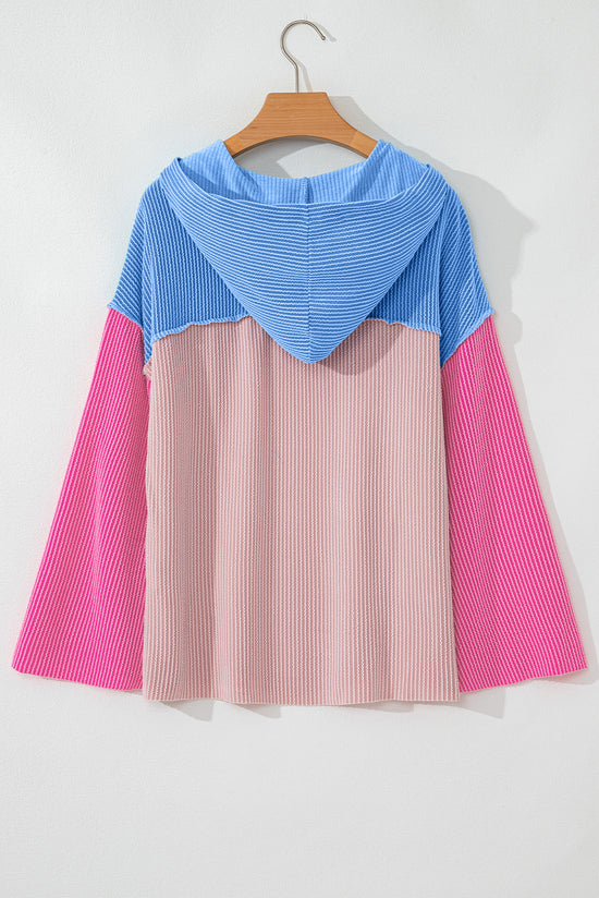 Ample knitted cutting blouse roped patchwork pink pink