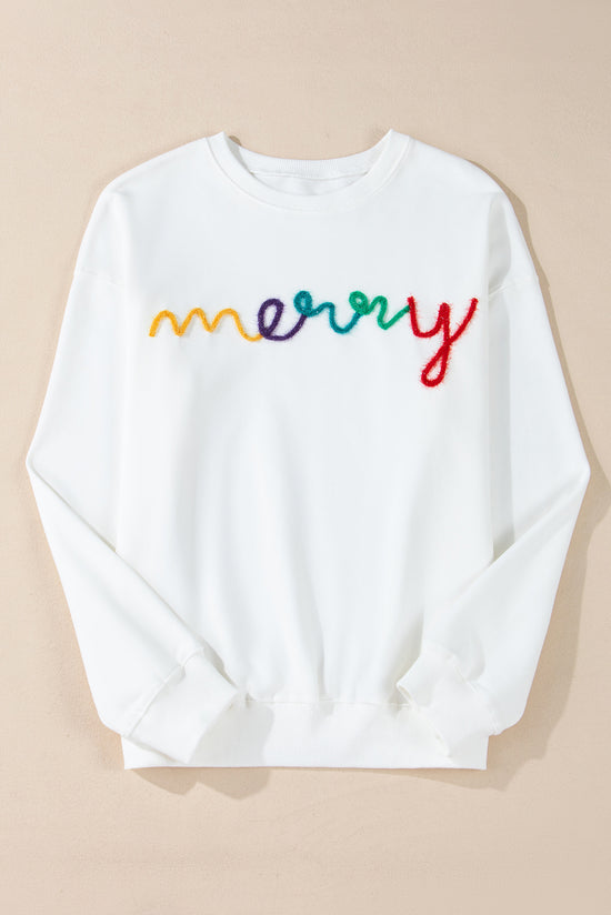 Sweat-shirt pull graphique blanc MERRY