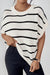 White striped sweater, round neck *