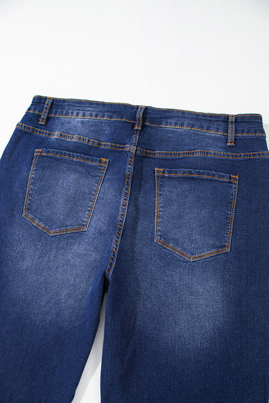 Large navy high navy -waving jeans *