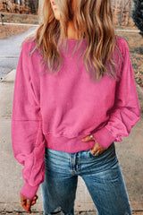 Sudadera en forma de sudor en forma de V con ácido rosa y hacia atrás