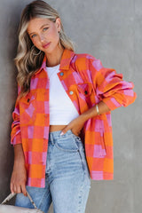 Chez orange jacket with chest pockets and folded collar