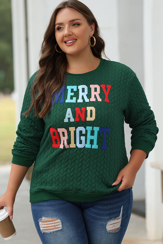 Bright and cheerful cable knit sweatshirt in blackish green