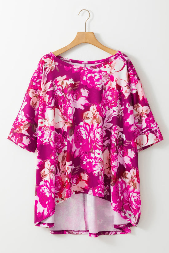 Gran blusa roja con estampado floral *