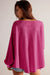 Large wandering blouse bright pink, V -neck, long sleeves, drooping shoulders