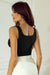 Sleeveless square neck crop top with black pearl decoration