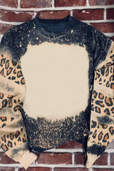 Sweat-shirt noir à épaules tombantes et imprimé léopard tie-dye