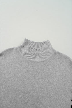 Pull oversize gris léopard à col montant *