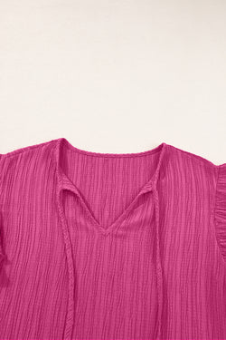 Timal -collar -colored tank and ruffled ruffle sleeves pink