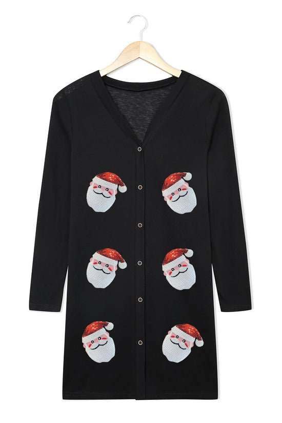 Cardigan boutonné noir à paillettes Père Noël-A WOMAN WE LOVE