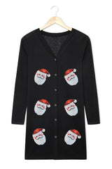 Cardigan boutonné noir à paillettes Père Noël-A WOMAN WE LOVE