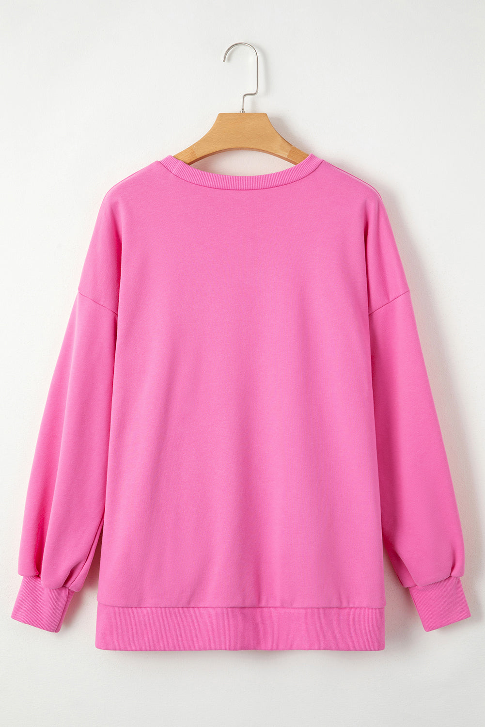 Candy Plain Crew Neck Sweatshirt with High Low Hem