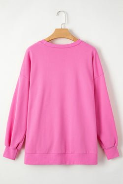 Candy Plain Crew Neck Sweatshirt with High Low Hem