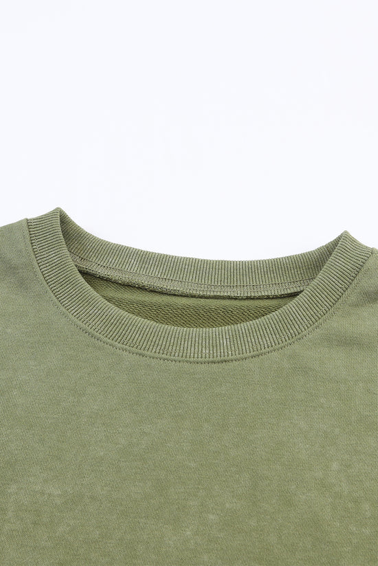 Oversize Green Oversize Sweatshirt with Drozing Shuttle and Ribbed Border