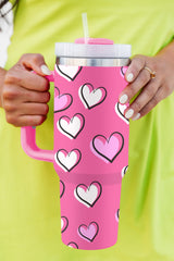 Thermos Cup estampado Red Rose Heart Día de San Valentín con mango de 40 oz