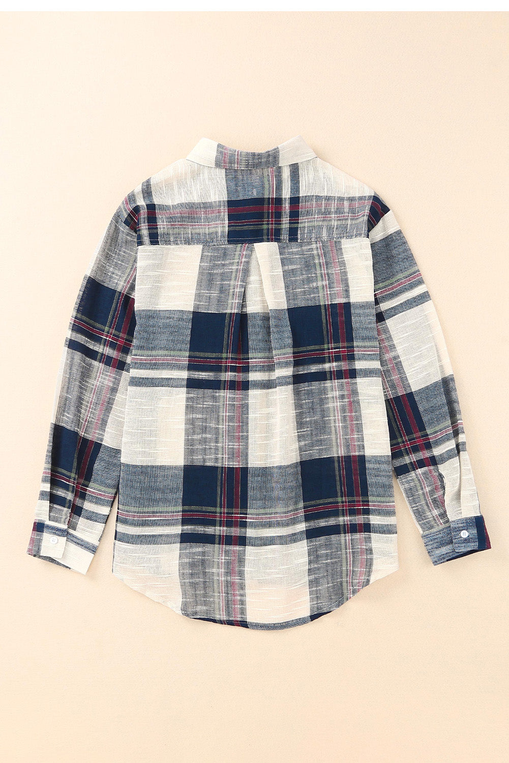 Chemise à imprimé à plaid à bord brut bleu en détresse