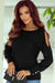 Black Asymmetrical Buttoned Top with Long Sleeves and Cutouts