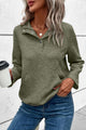 Green-green laurel green knitting sweatshirt with kangaroo pocket