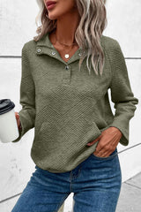 Sudadera de tejer verde de laurel verde verde con bolsillo canguro