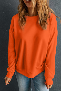 Classic plain orange crew neck sweatshirt