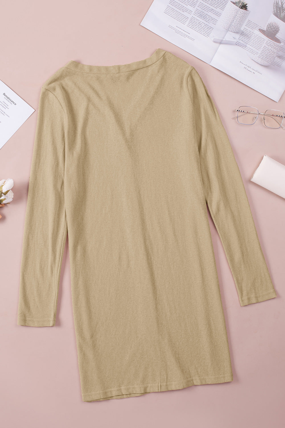 Cardigan ouvert à boutons de couleur unie-A WOMAN WE LOVE