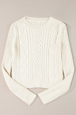 Short sweater in white twisted mesh