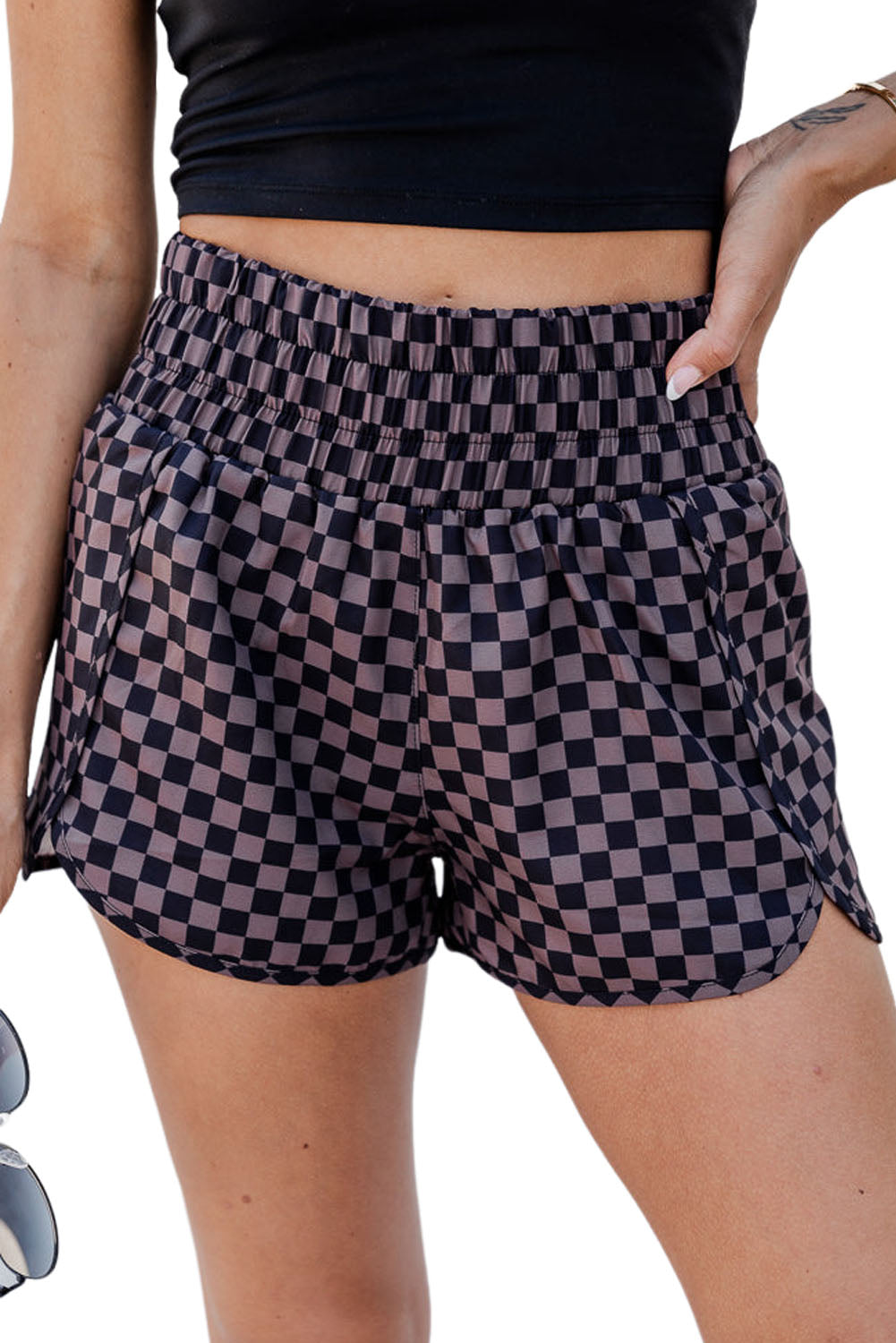 Short atletici a vita alta leopardo marrone