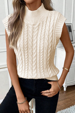 High collar sweater in twisted oats *