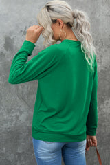 Plain green crew neck sweatshirt with raglan sleeves