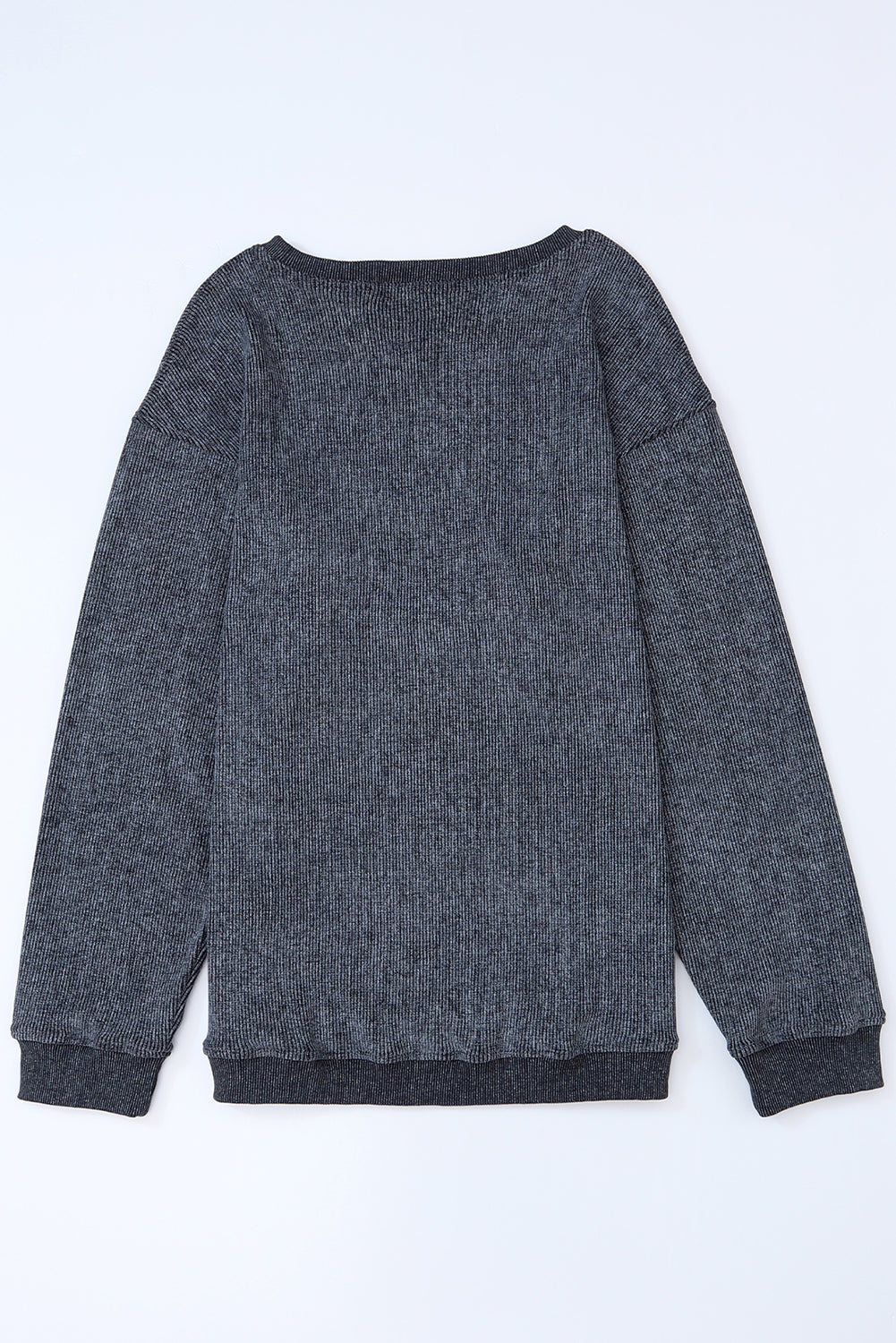 Sudadera de metra de cuello redondo de punto acanalado gris sólido