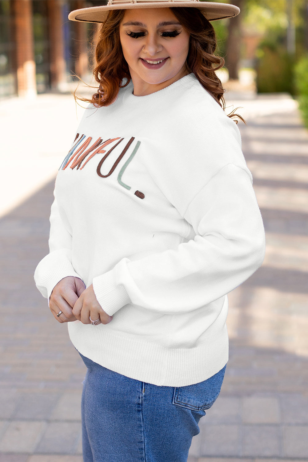 White embroidered ivory grateful sweater large size