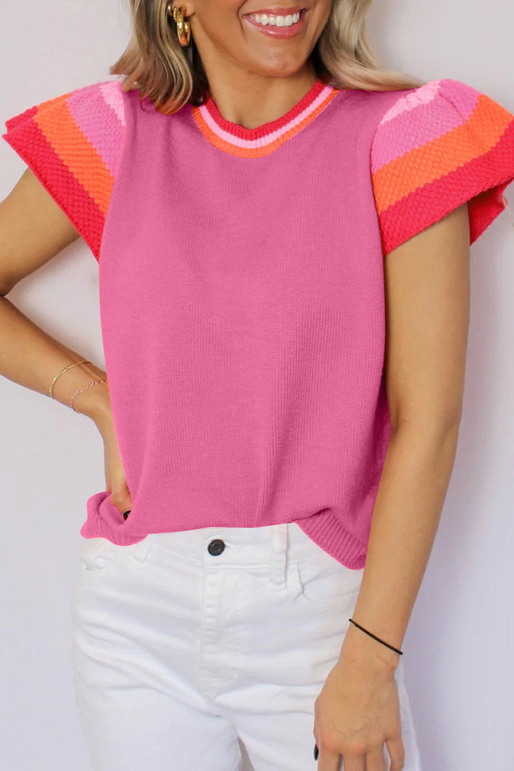 Tricotted T-shirt with floating sleeves *