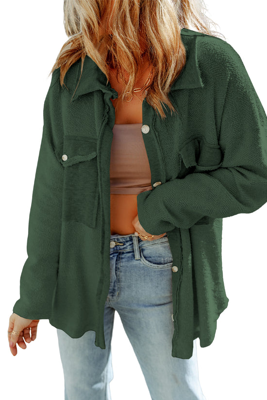 Green casual jacket with contrasting flap pockets