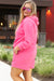 Plus Size Red Pink Textured Hoodie and Shorts Two Piece Set