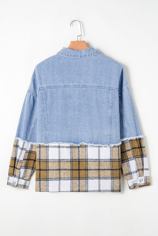 Veste en jean oversize boutonnée à carreaux *