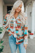 Long sleeve shirt with buttoned pocket and multicolored aztec print