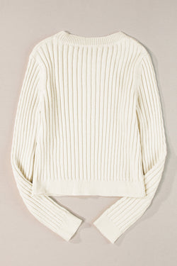 Short sweater in white twisted mesh