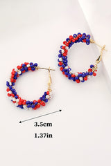 Boucles d'oreilles créoles perlées du jour du drapeau rouge ardent-A WOMAN WE LOVE
