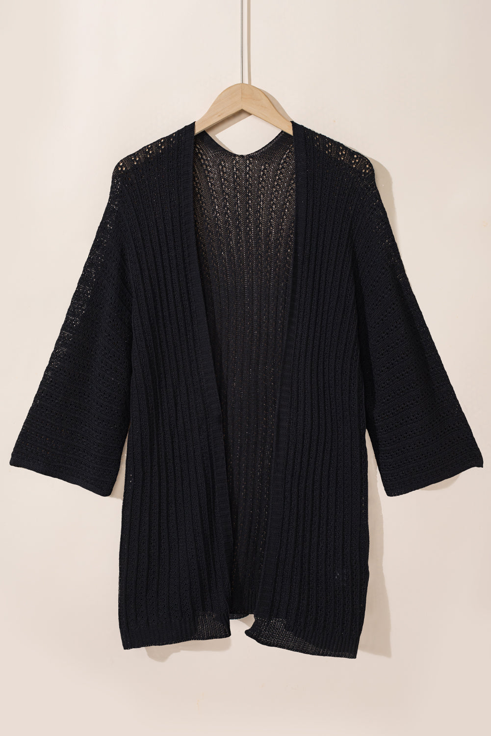 Cardigan liviano Kimono Kimono Black Hollow-Out