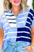 Zipped collar sweater and sky blue stripes *