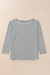 Gray Striped Crew Neck Long Sleeve Oversized Top