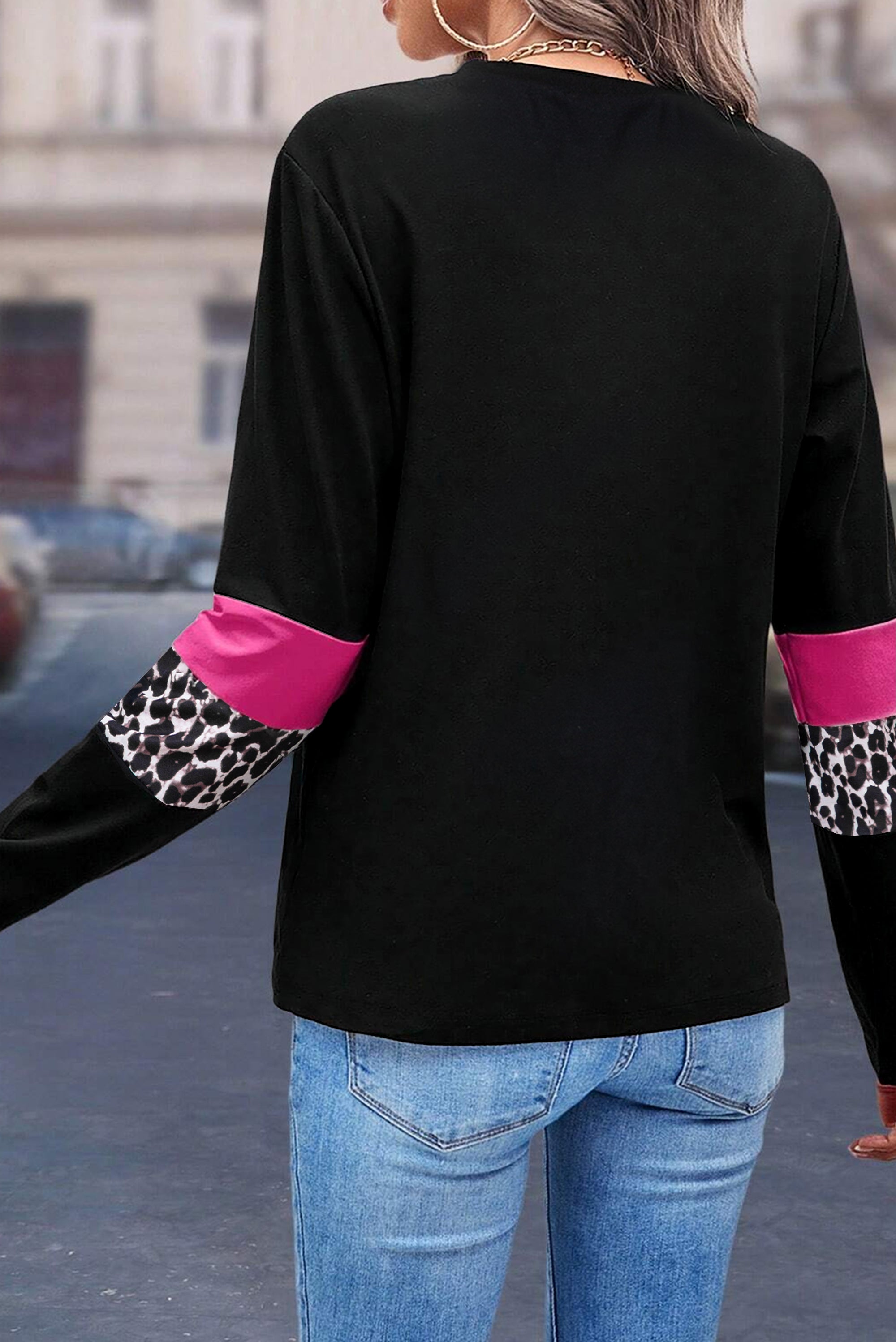 Long sleeve sweatshirt in patchwork *