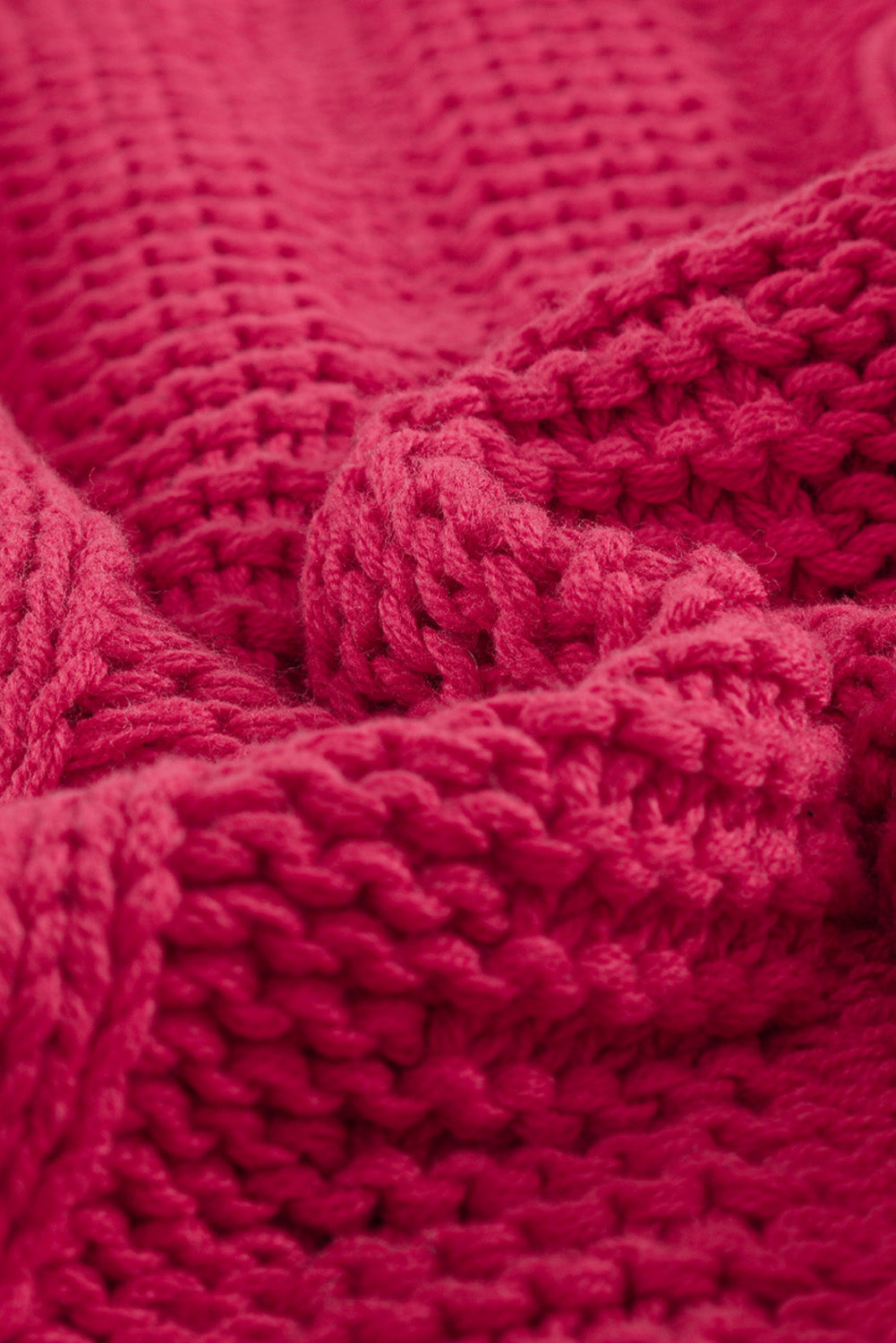 Rose Bubblegum V-Neck geflochtener Strickpullover