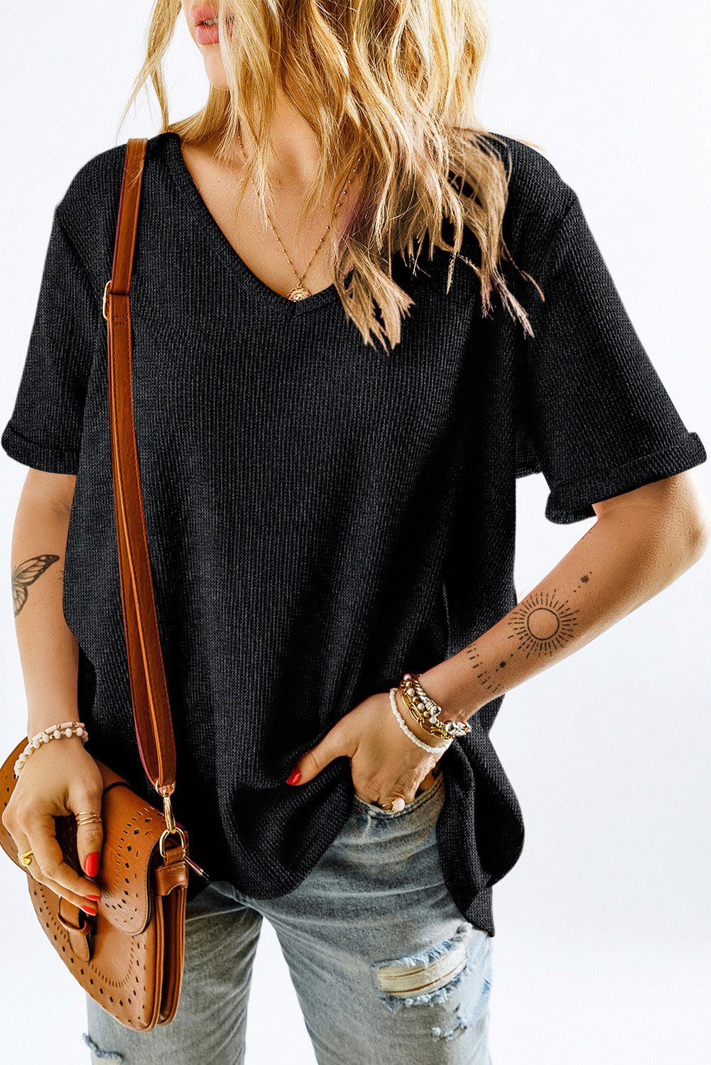 Gray t-shirt with high and bottom reverse