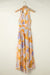 Long floral bohemian dress bare back with orange sleeveless laces